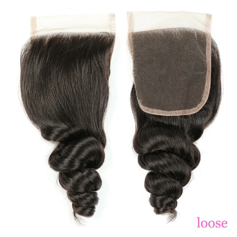مستقيم 4x4 5x5 الدانتيل إغلاق شعر مستعار بشري الجسم موجة 4x4 5x5 الدانتيل الشفاف إغلاق البرازيلي عذراء الشعر جزء مجاني