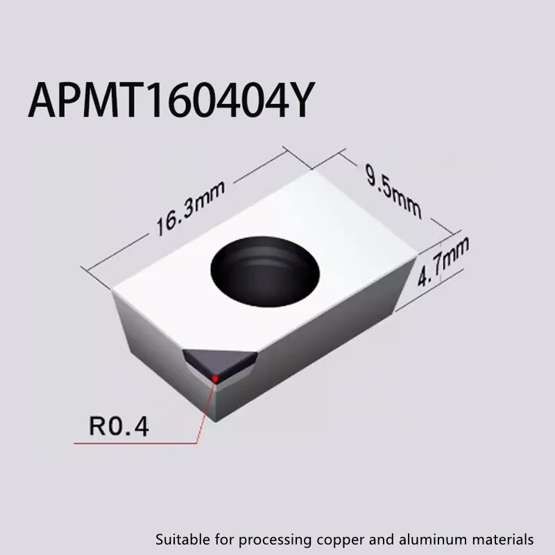 

PCD APMT160404Y Insert Single Crystal Turning Tool High Hardness Diamond Cutter for Copper Aluminum to Achieve Mirror Effect