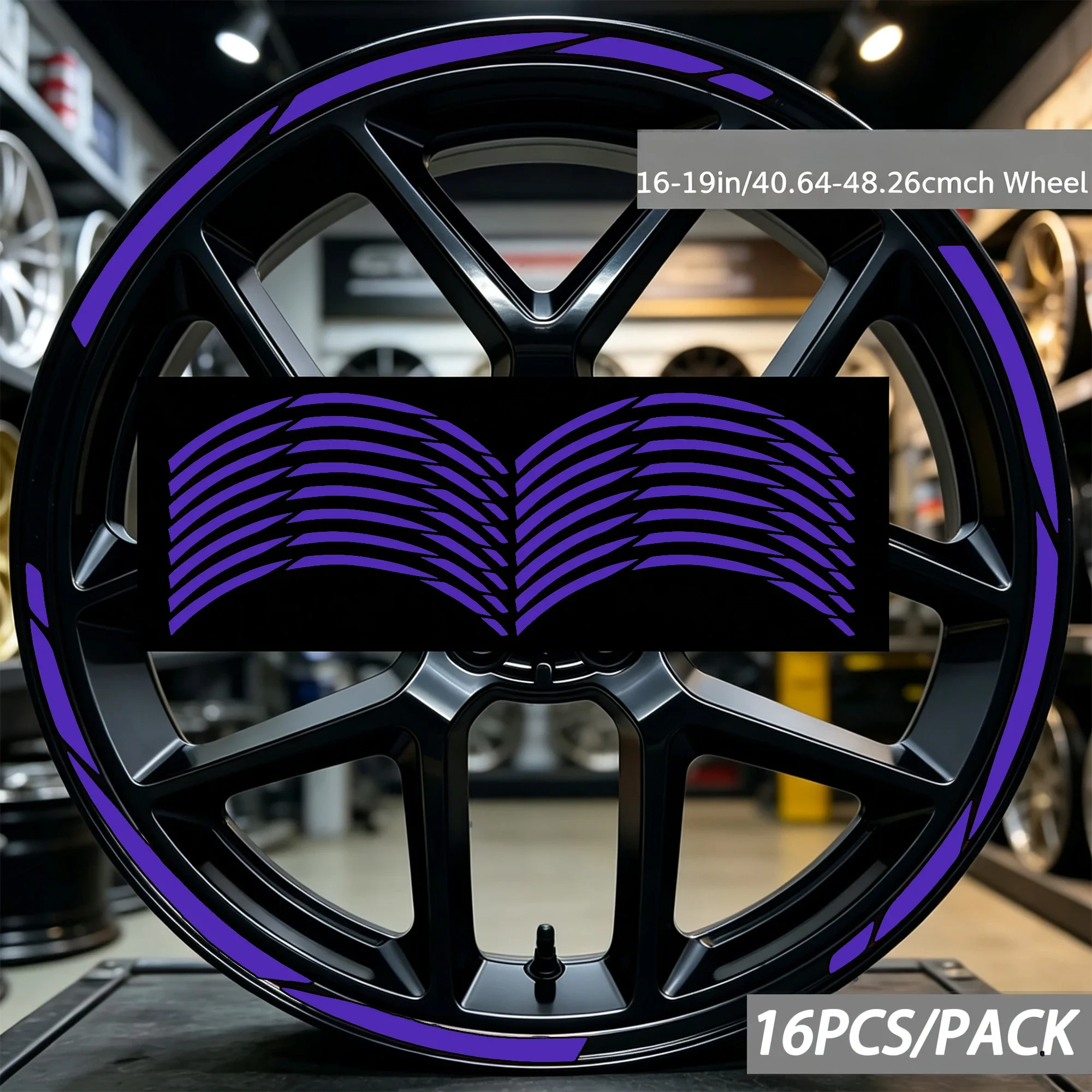 16 Stück/1 Set für 16-19 Zoll Motorrad-Felgenaufkleber, Vinyl-Sticker, wasserdichte Moto-Außen-Tuning-Zubehörteile – Detail 2