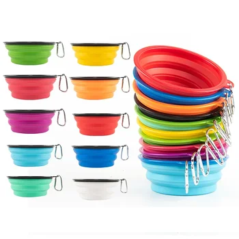 New 1000ml Large Collapsible Dog Pet Folding Silicone Bowl Outdoor Travel Portable Puppy Food Container Feeder Dish Bowl 1