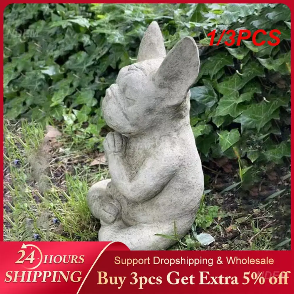 1/3PCS Meditation Dog Resistant Resin Garden Decoration Dog Statue Yoga Pose Bulldog Sculpture Waterproof