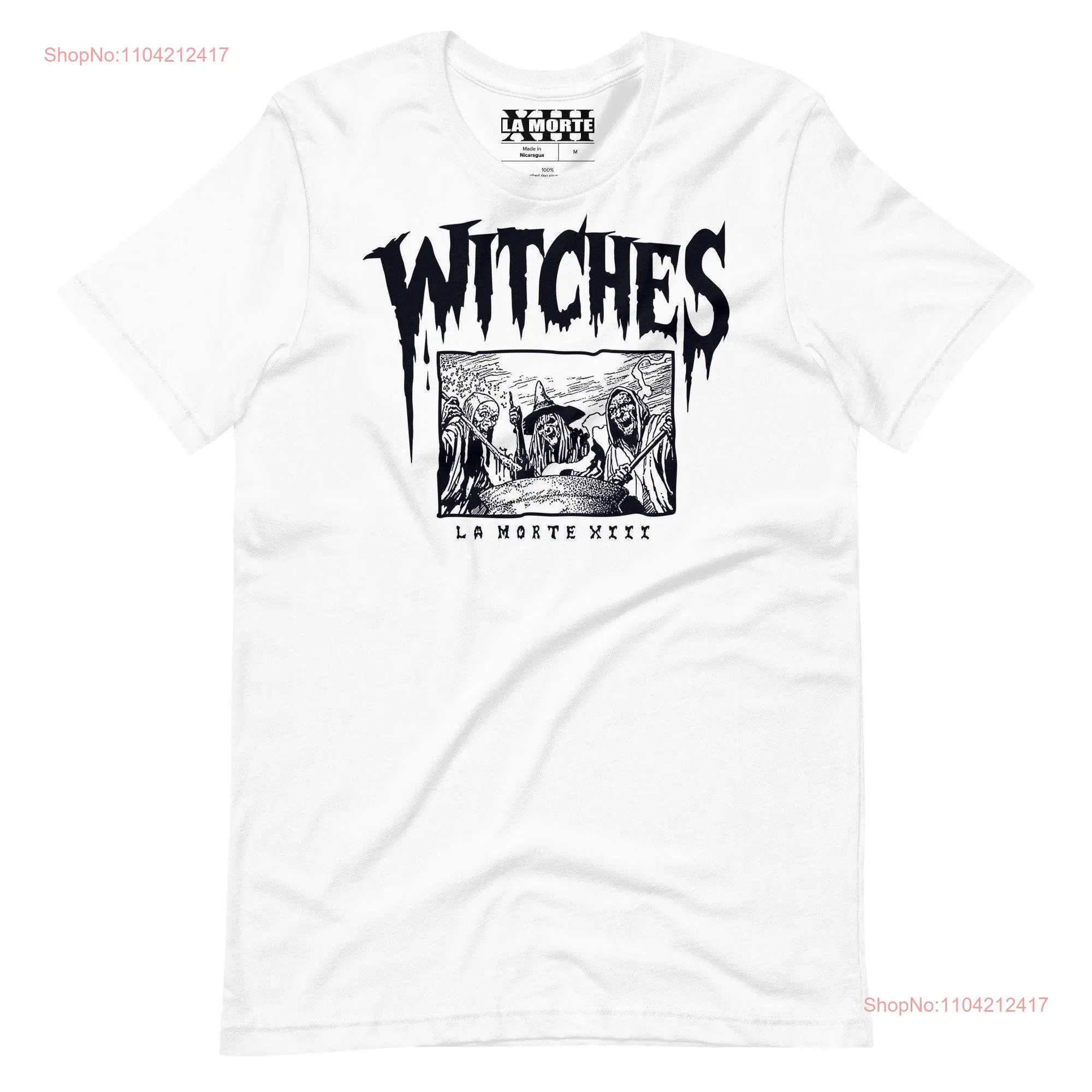 WITCHES White Occult Fashion Goth Style Witchy Gender Neutral T Shirt Top Street Wear La Morte XIII long or short sleeves