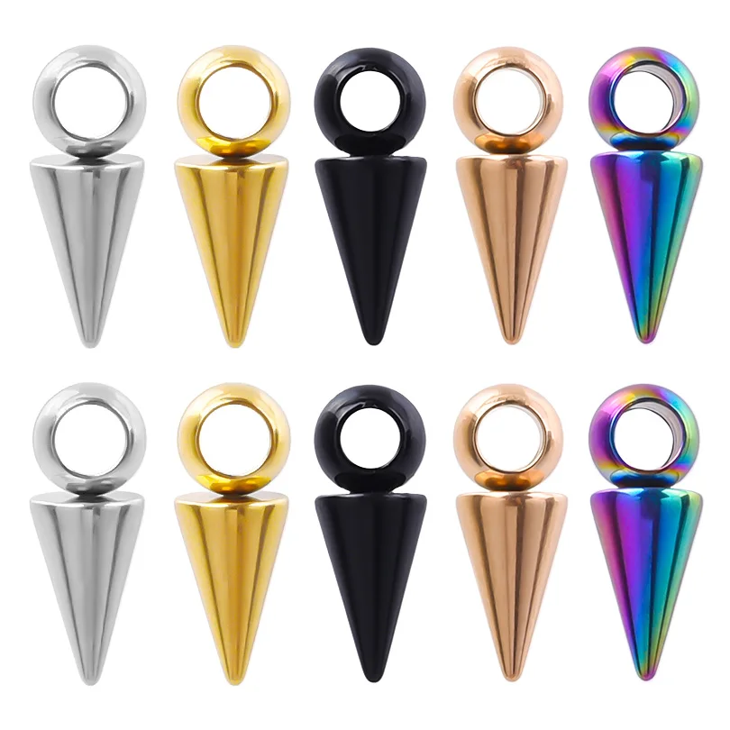 NONE Verschiedene 20 Stück Edelstahl Charms Spike Kegel Anhänger Ohrringe Halskette Armbänder Baumeln Zubehör DIY für die Schmuckherstellung 8