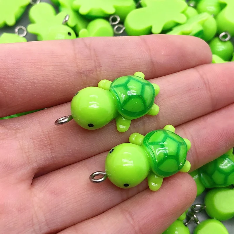 10pcs Cute Small Tortoise Resin Earring Charms Lovely Animal Bracelet Keychain Hair Rope Pendant Accessory DIY For Jewelry Make