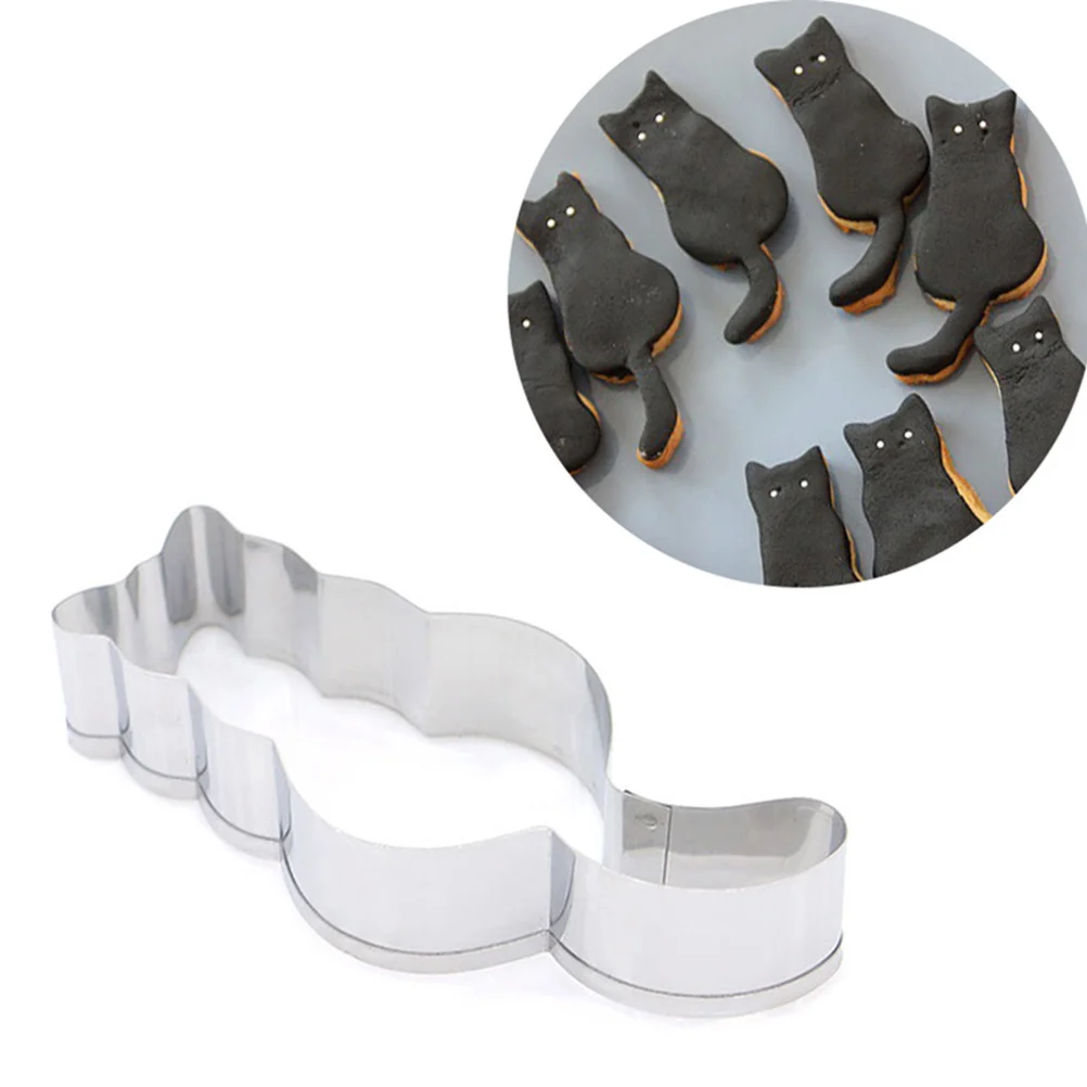 

5Pcs Cat Shape Cookie Cutter Stainless Steel Biscuit Mould for Baking DIY Fondant Cake Decor Kids Birthday Christmas