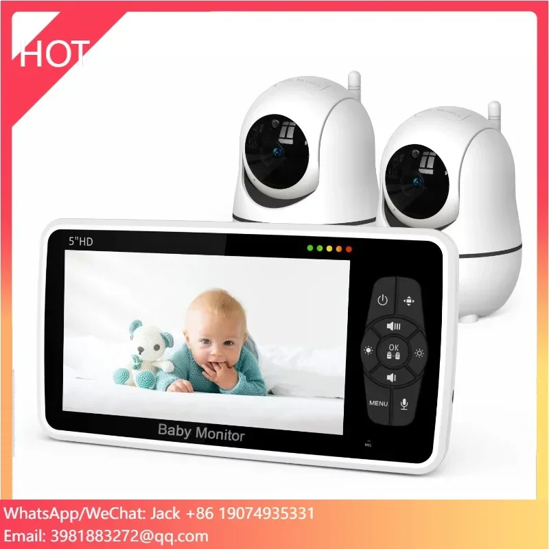 5 '' 720P HD Smart Baby com duas câmeras Baby Phone Pan Tilt Câmera de bebê com vídeo duas câmeras SM50 (1 + 2)