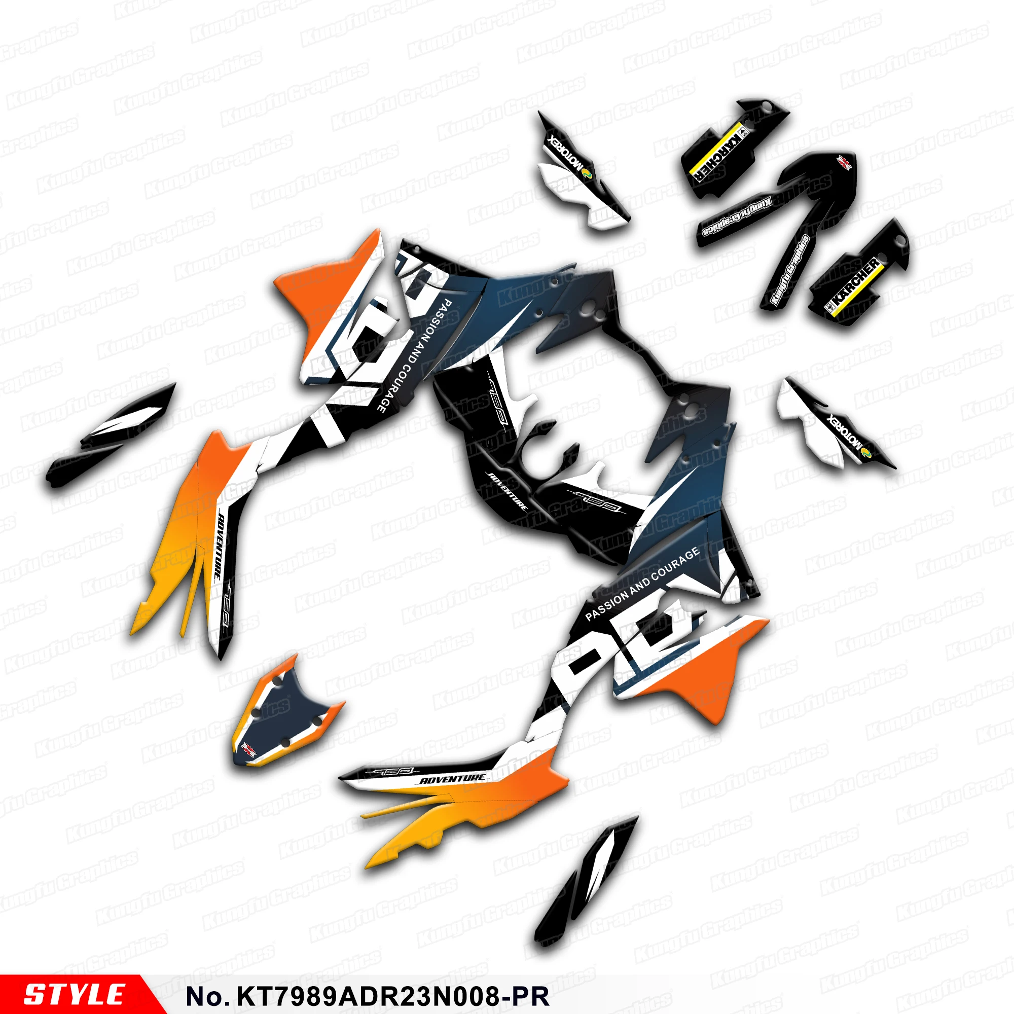 Motorcycle Decals Wrap Sticker for KTM 790 890 Adventure R 2023 2024, KT7989ADR23N008-PR