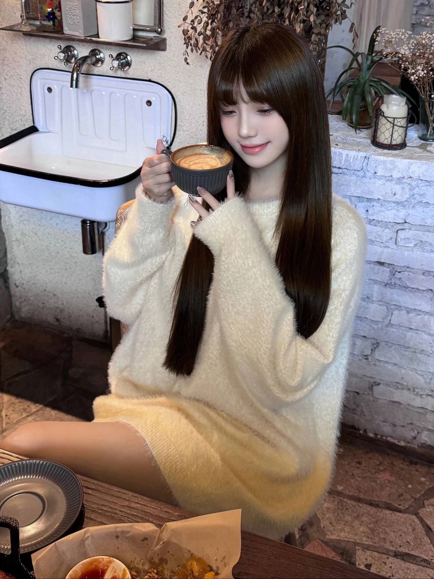 Maglione lavorato a maglia inclinato oulder sciolto Donna Autunno Inverno Design pigro Pullover Camere con nodo bianco Top lungo Sve