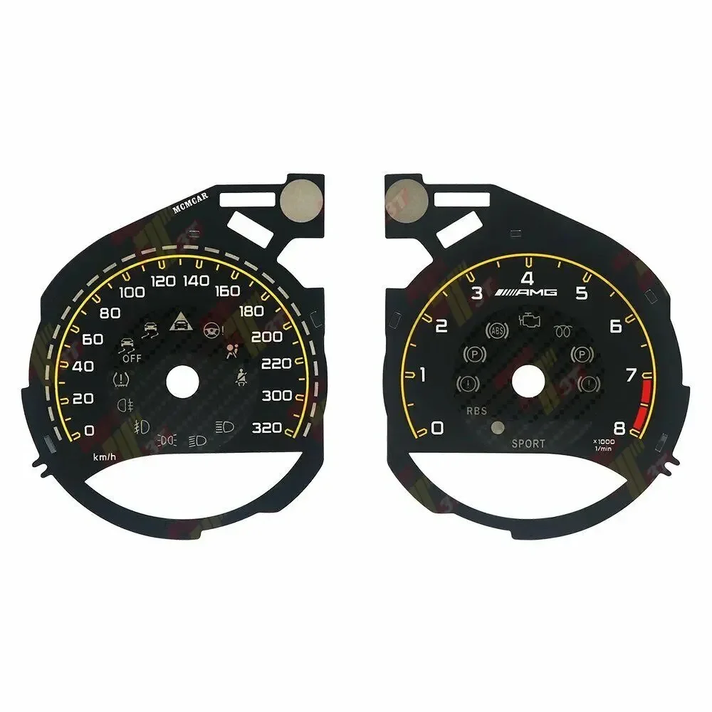 Dashboard Gauge Face For Mercedes- Benz C Class C63 C200L GLC260 Upgarde AMG Gauge Face Carbon Fiber 320KM