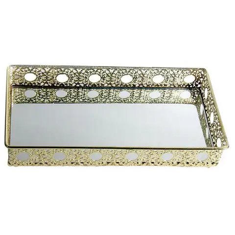 Jewelry Dish Tray Plate Holder Organizer Storage Metal Mirror Glass Design Suitable for Wedding Parties Home Decoration