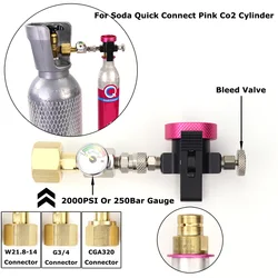 Soda Quick Connect Pink Co2 Cylinder Refill Adaptor Fill Station With Gauge Kit Fit Sodastream Terra/DUO/Art CO2 Cylinder