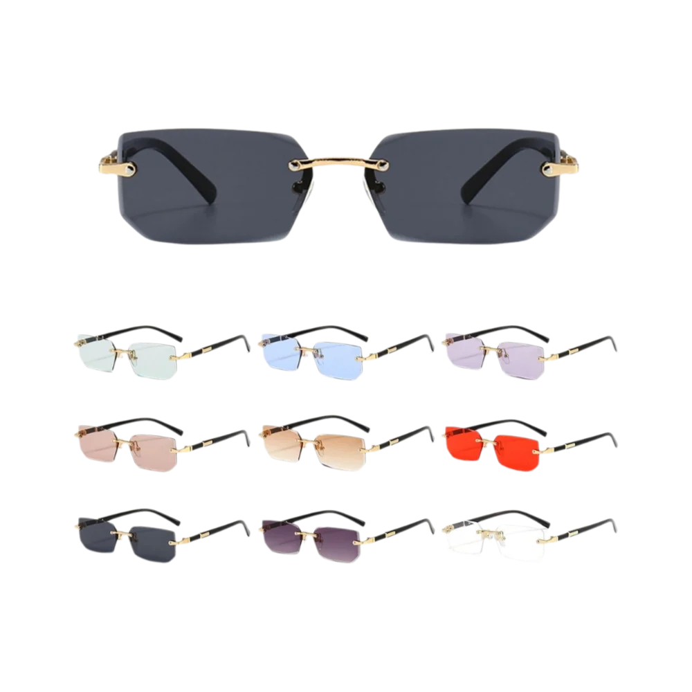 

Vintage UV400 Protection Rimless Rectangle Sunglasses Y2K Frameless Sun Glasses Shades for Women & Men