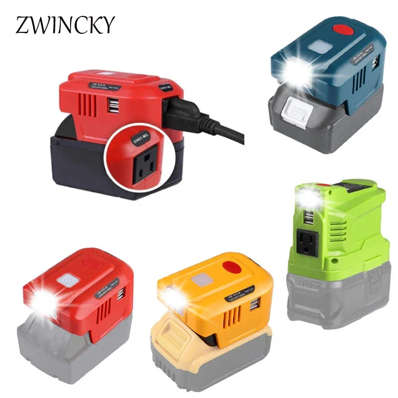 

150W Power Supply Inverter Dual USB Portable Inverters For Makita/Dewalt/Milwaukee/Ryobi 18V 110~120V with AC Outlet LED Light