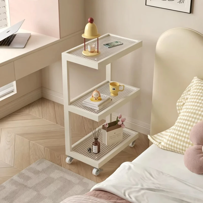 3 Tier Slim Rolling Storage Cart Movable Trolley with Wheels Side Table Bedroom Saving Space Organizer Rack for Kitchen Bathroom