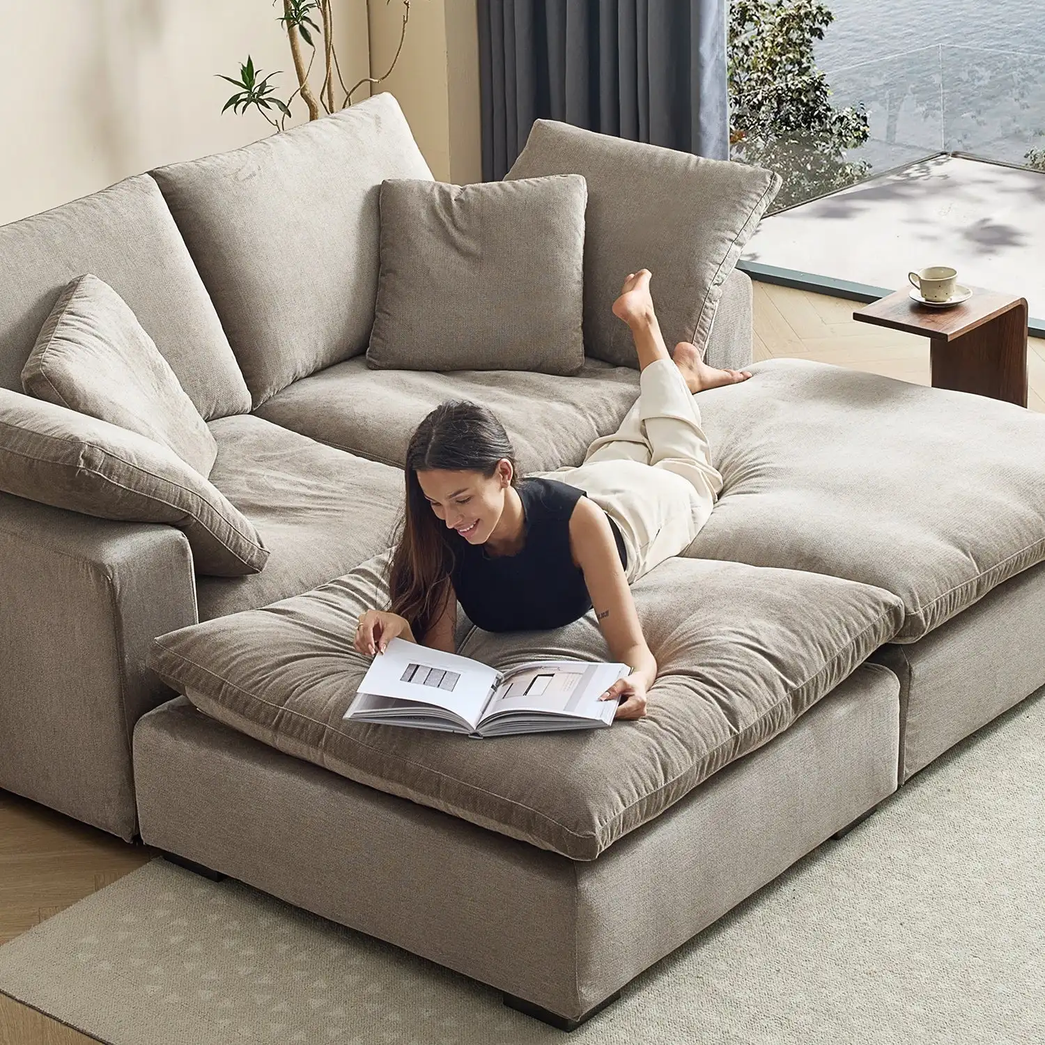 Italian Design Contemporary Square Cloud Couch Modular Daybed Sofa for Villa Living Room