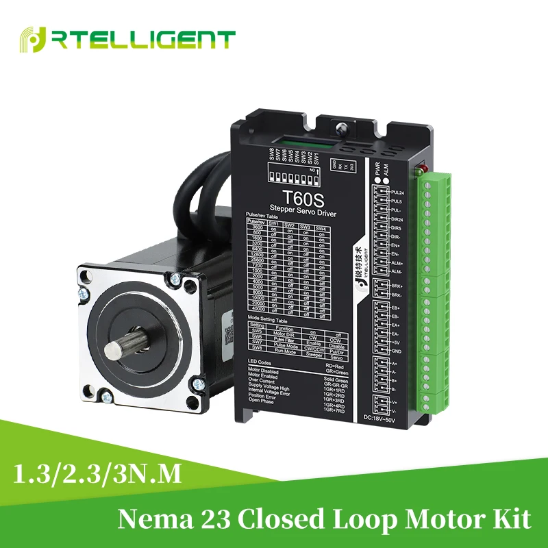 Rtelligent Nema 23 1.3/2.3/3N.M Closed Loop Stepper Motor with Stepper Driver Kit Nema23 Easy Servo Stepper Motor with Encode