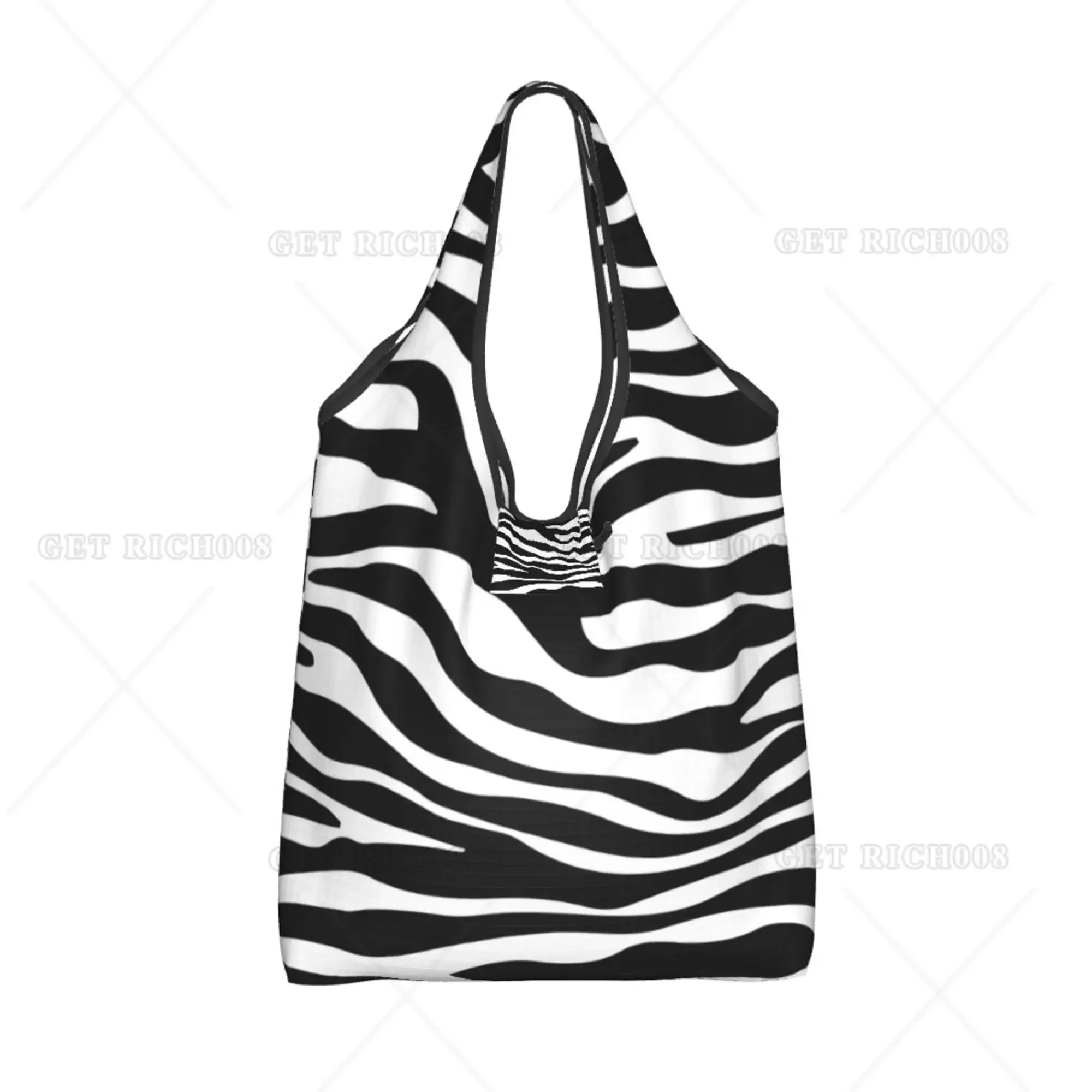 Zebraprint Dier Vrouwen Shooper Boodschappentas Draagbare Draagtas Eco Boodschappentassen Herbruikbare Draagtas Voor Outdoor Supermarkt