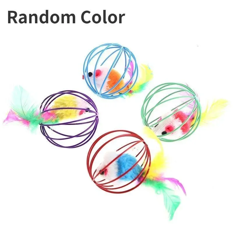 Cat Pet Toy - Random Color Mouse Ball Cage for Kittens - Pet Supplies and Accessories for Felines