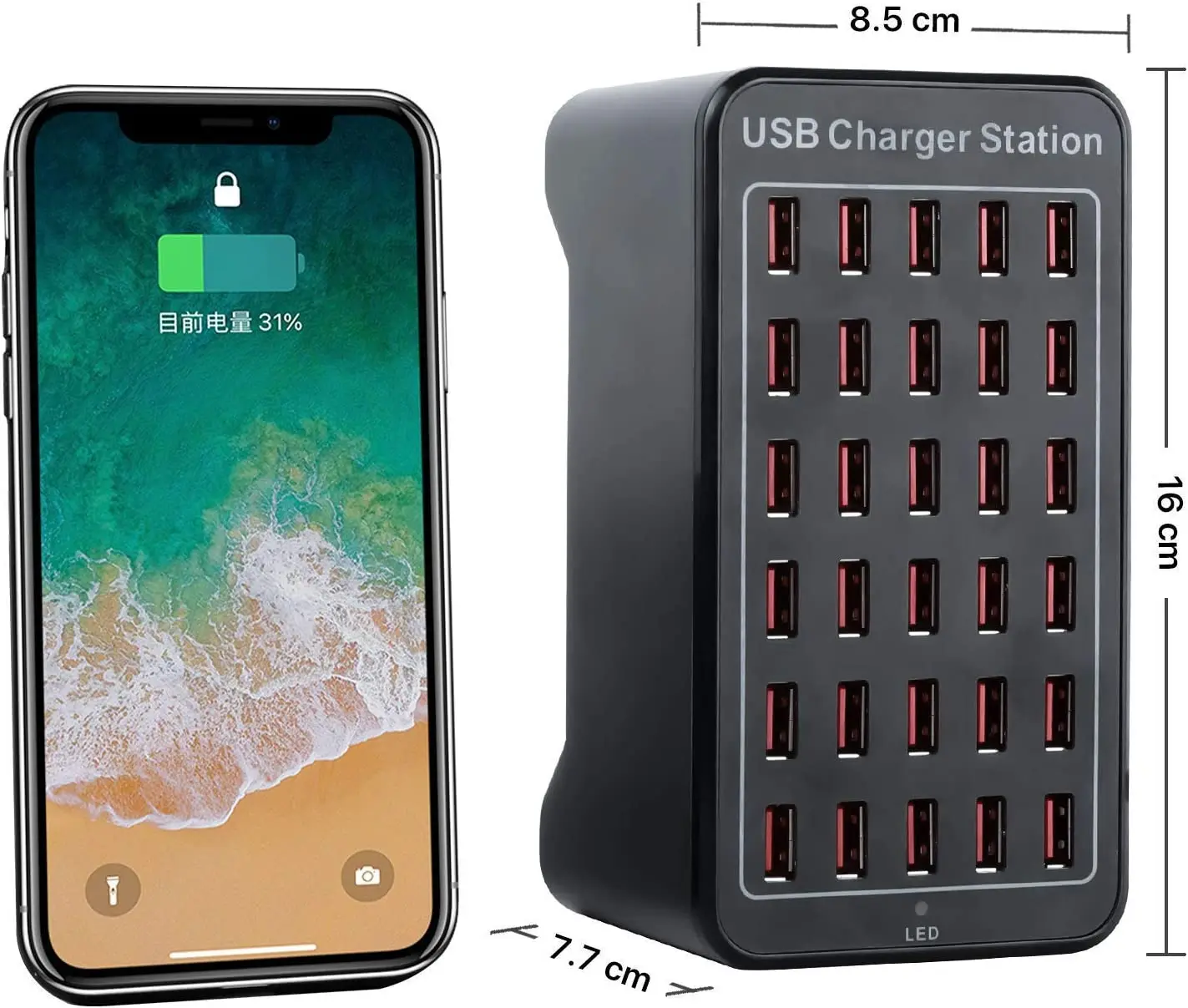 150W 30-portowa stacja ładująca USB Uniwersalna ładowarka USB Wieloportowa do telefonu i tabletu Zasilacz US EU AU UK