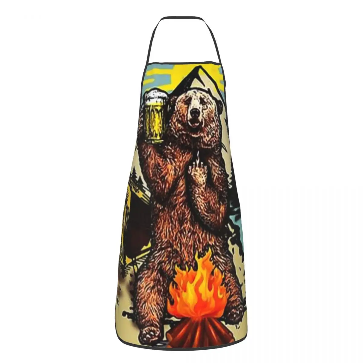 Custom Bear Camping I Hate People Apron for Women Men Unisex Bib Adventure Capmer Cooking Kitchen Tablier Cuisine Chef Gardening