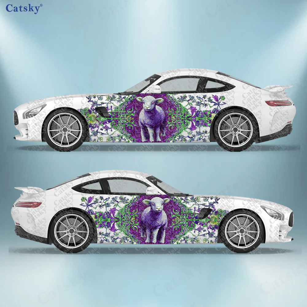 

Colorful Lamb Flower Car Side Sticker Decoration, PVC Waterproof Scratch Resistant Decal, Car Protection, Auto Accessories Gift