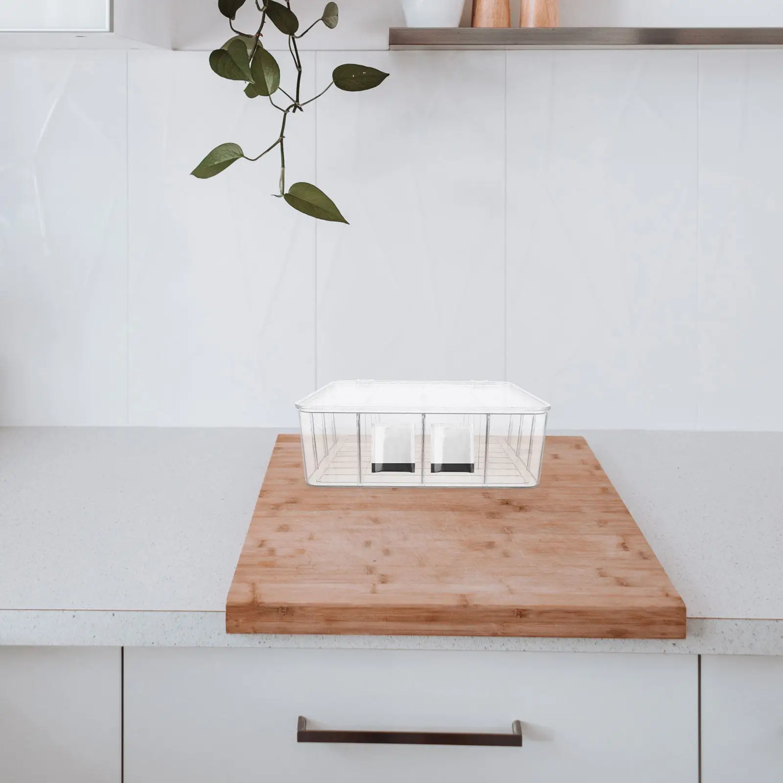 Large 16-Grid Tea Bag Organizer Plastic Box Clear Lid Storage Holder Cabinet Countertop Tea Pack Sachet Container Office Home