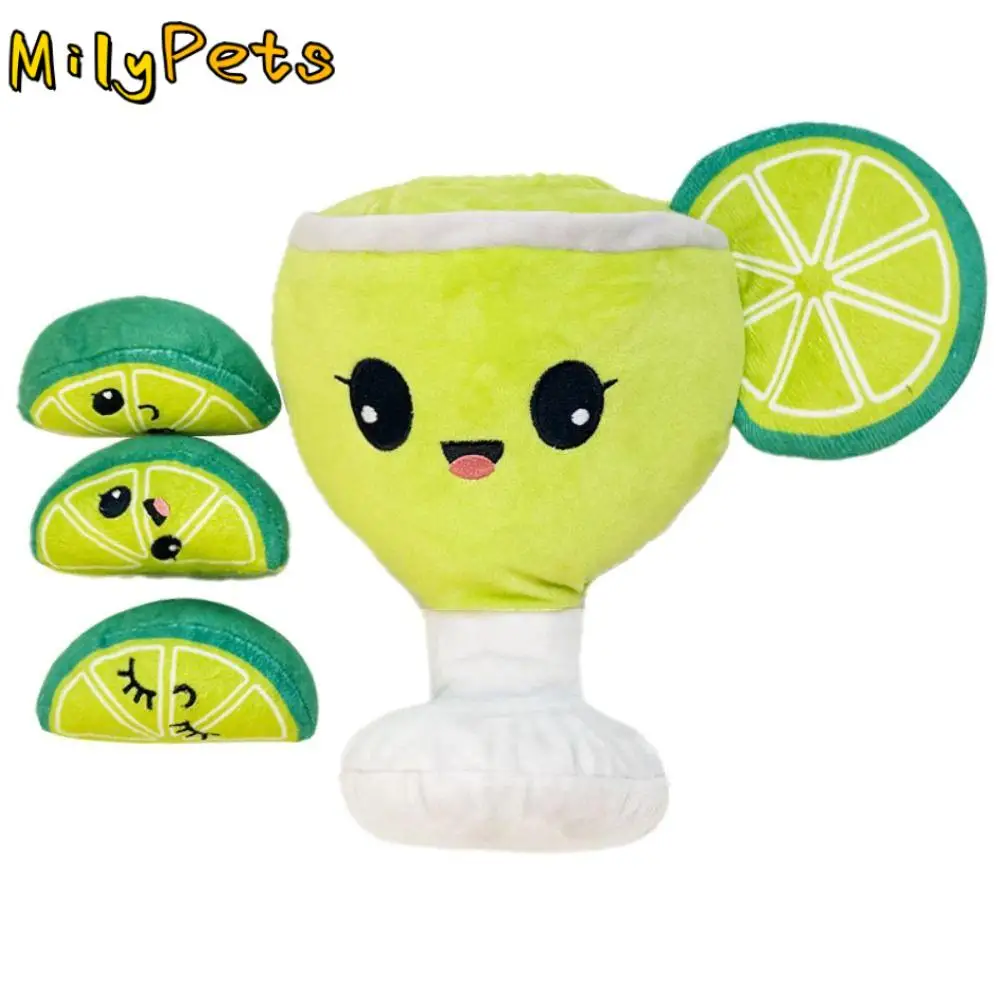 Plush Lemon Cup Dog Toy Self Entertainment Bite-resistant Dog Squeaky Toy Relieve Boredom Digging out, Fun Pet Food Hidin Toy