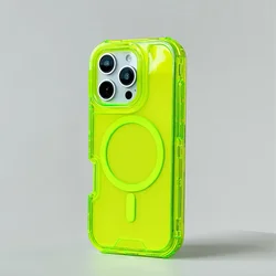 MagSafe Neon Color Bumper Shockproof Phone Case For iPhone 17 16pro max 14 15 Pro 13 11 12 Wireless Charging Clear Armor Cover