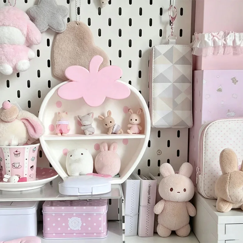 Cute Strawberry Desk Organizer Shelf Kawaii Tiered Storage Rack Display Stand For Figurines Dolls Desktop Decor Ornament Gift view 3
