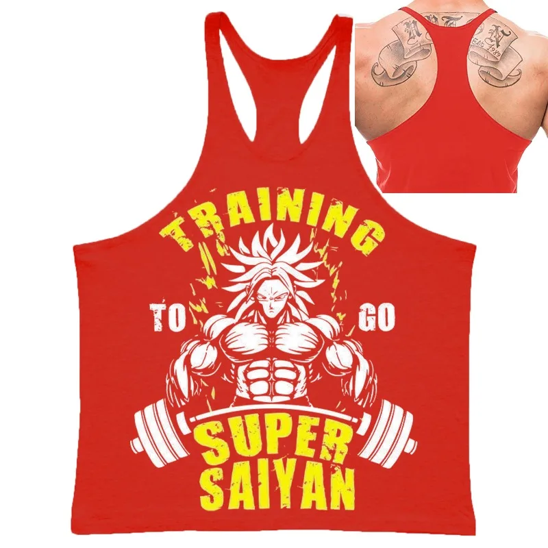 Kaus Tanpa Lengan Pria Fitness Gambar Karakter Anime Broli GYM Rompi Periferal Dragon Ball Sejuk Musim Panas Pakaian Trendi