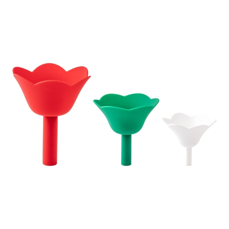 Drip Proof Silicone Flower Funnel 3 Set Heats Safe Materials Easy Cleaning Designs For Transferring Liquids Sauces Oils