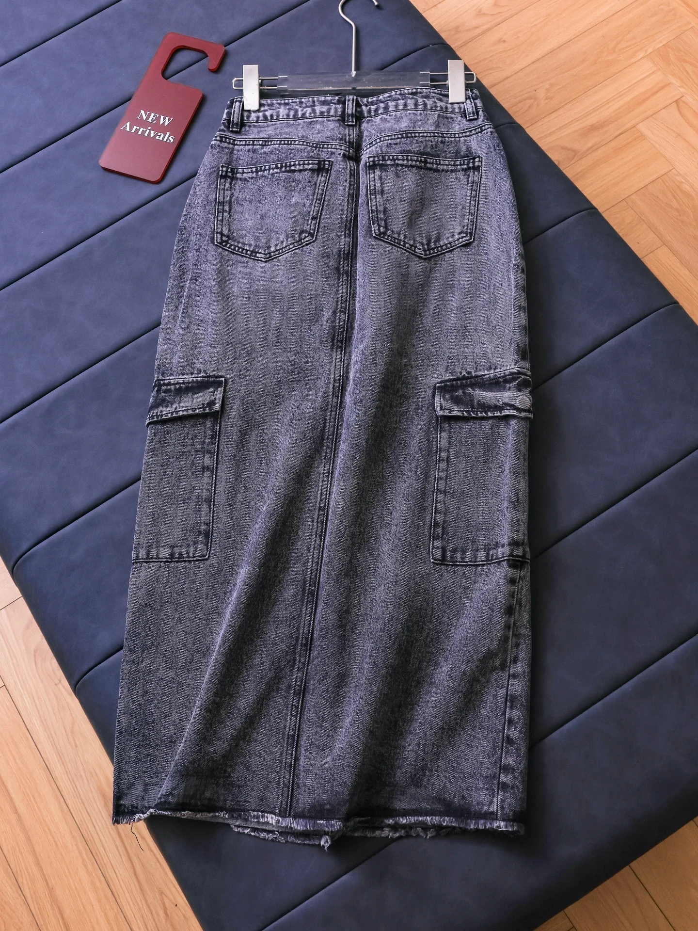 Retro Washed High Waist Slim Fit Denim Skirt Casual Versatile Women's  Skirt Side Pocket Workwear Cotton Straight Cut