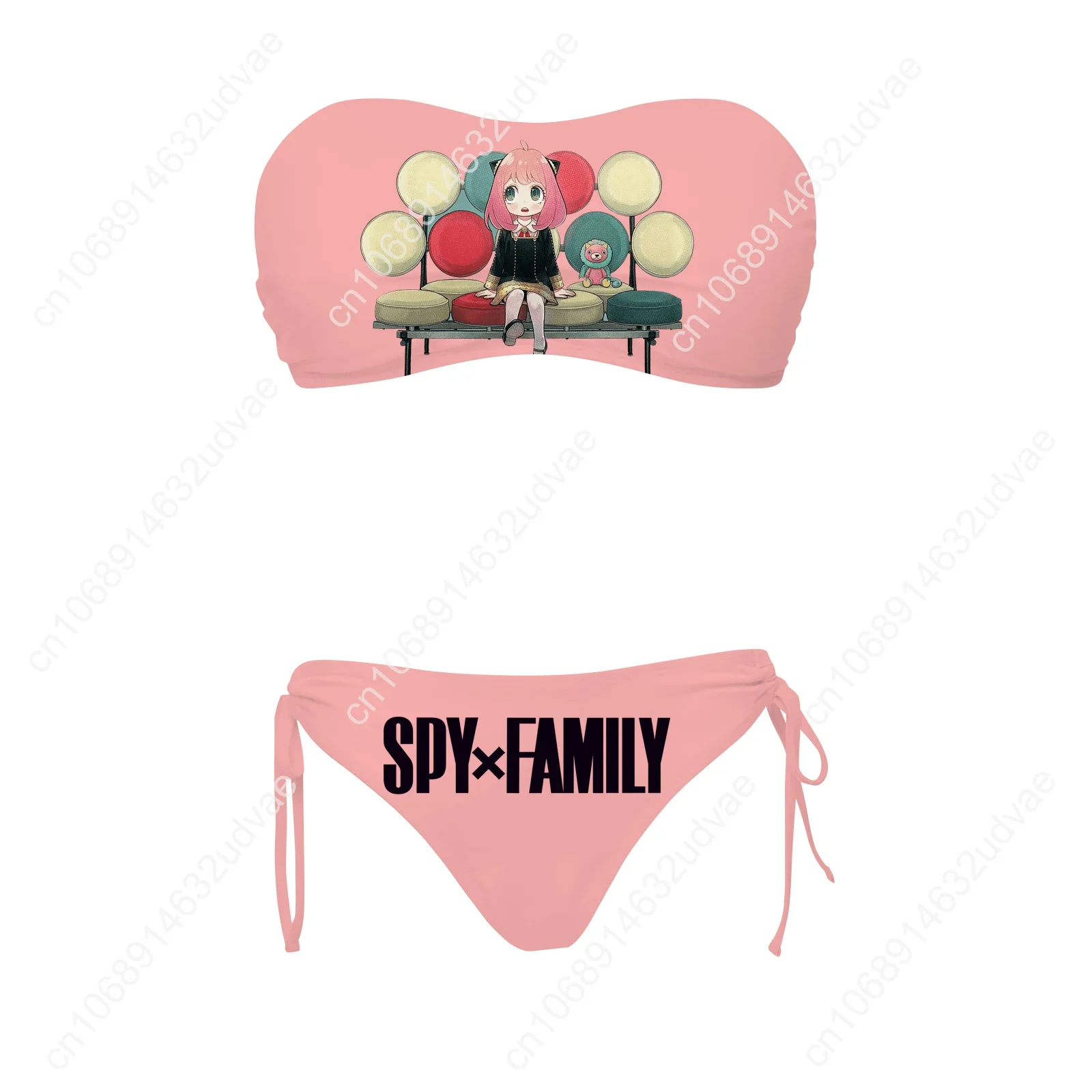 ملابس سباحة نسائية من SPY×FAMILY، طقم من قطعتين برباط، بدلات استحمام مخصصة، ملابس سباحة للحفلات في المسبح، بيكيني قابل للتخصيص، ملابس شاطئ