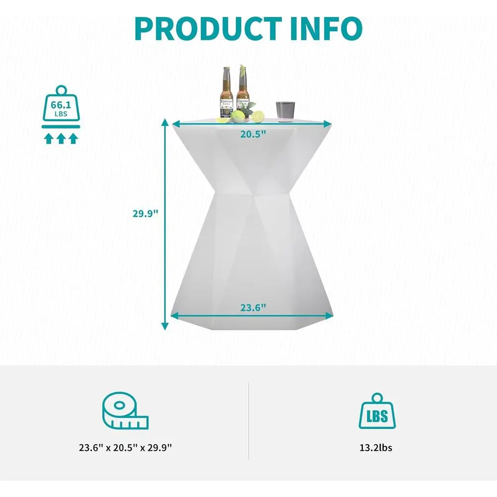 Stół barowy z 30 sześciokątnymi diodami LED, 16 kolorami RGB, zmieniającymi się światłami i pilotem, do wodoodpornego oświetlenia imprez nocnych.