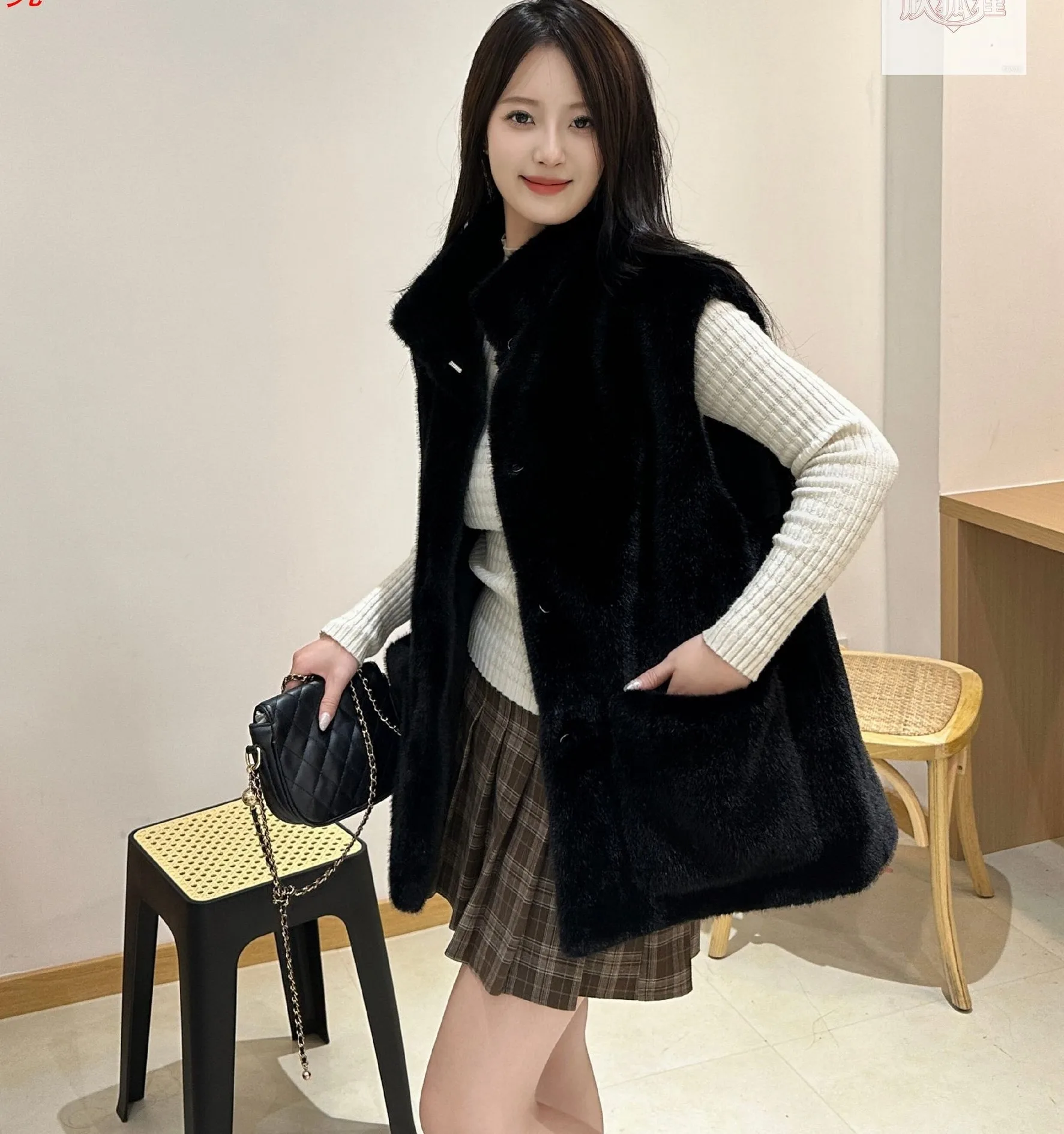 

Vests Waistcoats Thick Womens For Woman Long Spring-Summer Transition Cashmere Fitted Curved-Cut Preppy Style Travel Breathable