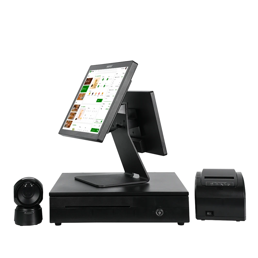 ATV&UTVNew Design Dual Screen 15.6 Inch N100 POS Terminal Machine Supermarket Fast Cash Register with I3 I5