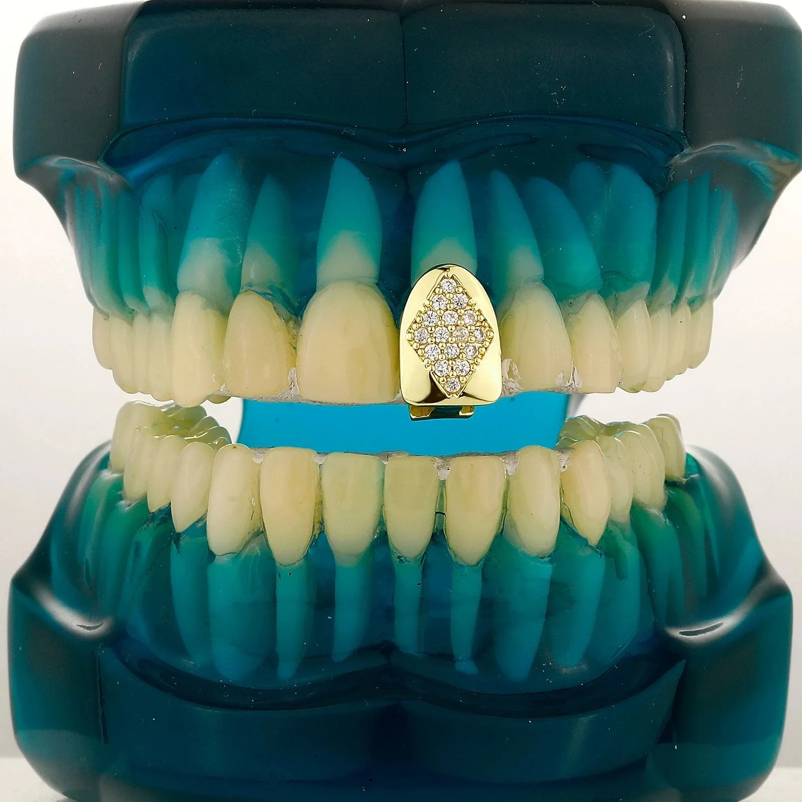 5A+ CZ Stones Rhombic Hip Hop Grillz Dental Grills Iced out Single Tooth Caps for Women Men Jewelry Gift