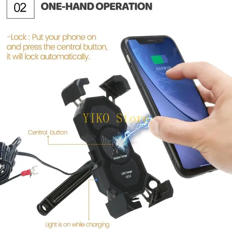 K32C Shockproof Handlebar Mount 360° Rotation Abs Motorcycle Phone Holder Waterproof