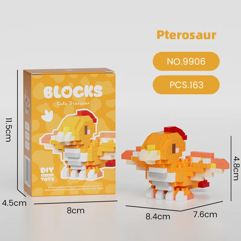 Micro Particle Assembled Building Blocks Leisure Educational Toys 9903-9908 Small Dinosaur Animal Series