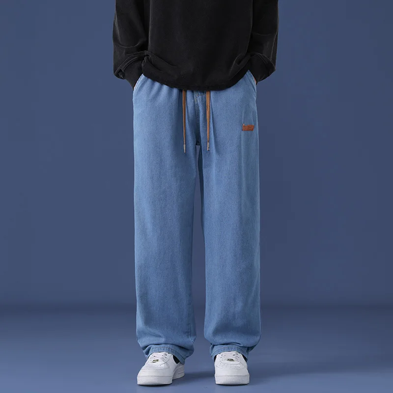 Jean Baggy à Taille artificiel astique pour Homme, Pantalon en Denim, Classique, Droit, Jambes Larges, Décontracté, Streetwear, Mode Coréenne, 2024