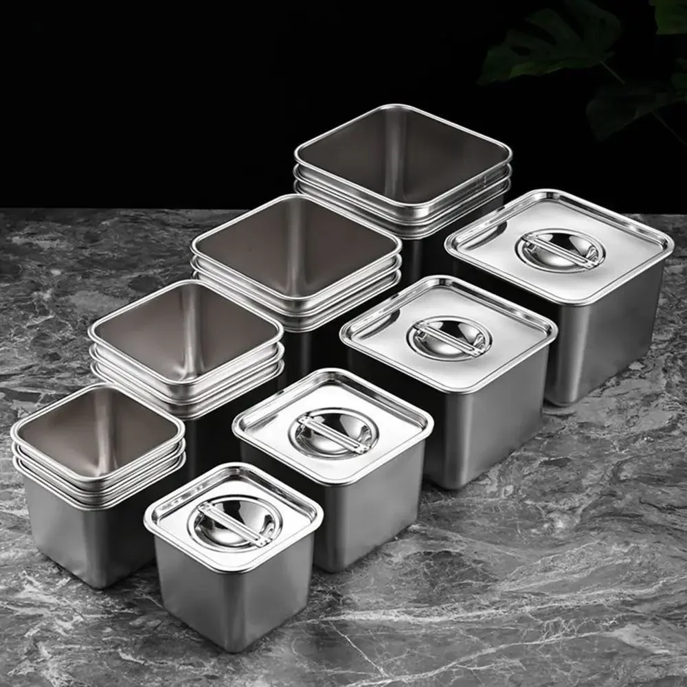 

Rust Resistant Frozen Yogurt Container Dustproof Reusable Condiment Container with Lid 4Size Large Capacity Food Storage Box