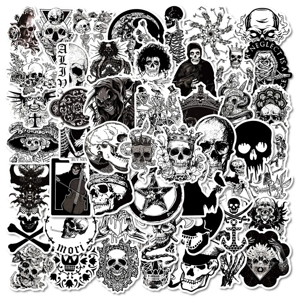 50PCS New Dark Gothic Skull Styles Graffiti Stickers for Bicycle Hand Account Pencil Case Decals ( Anime Worlds Store)