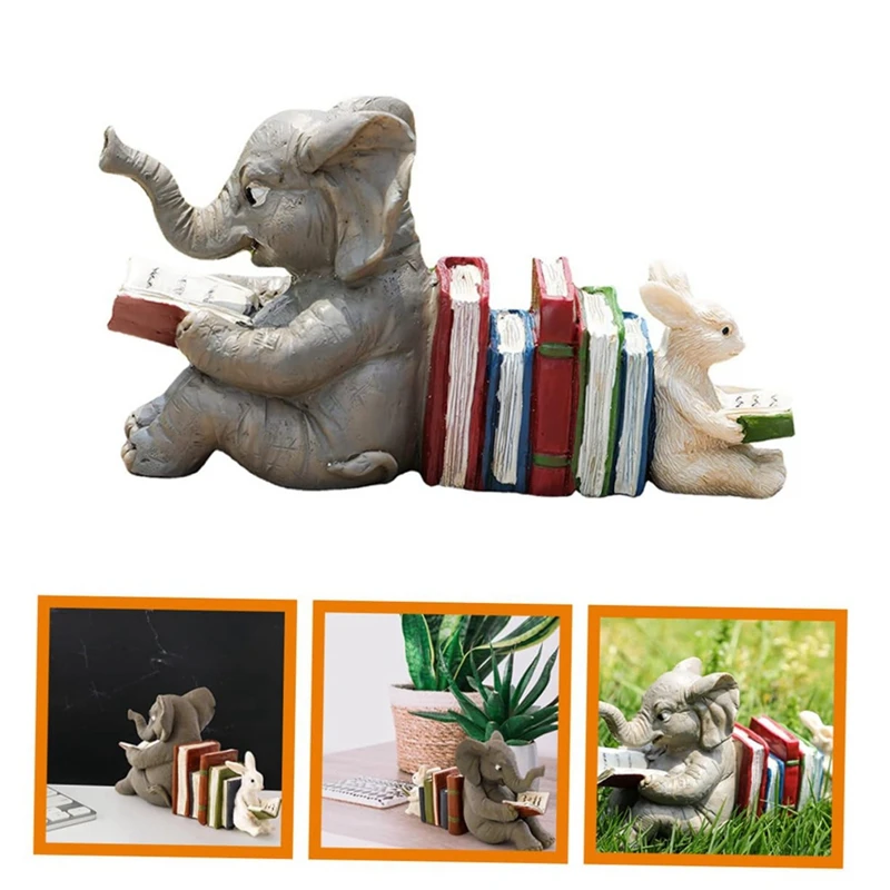 

1 Piece Bookends Home Decor Book Shelves Animal Figurine Elephant Crafts Animal Decoration Lawn Decor