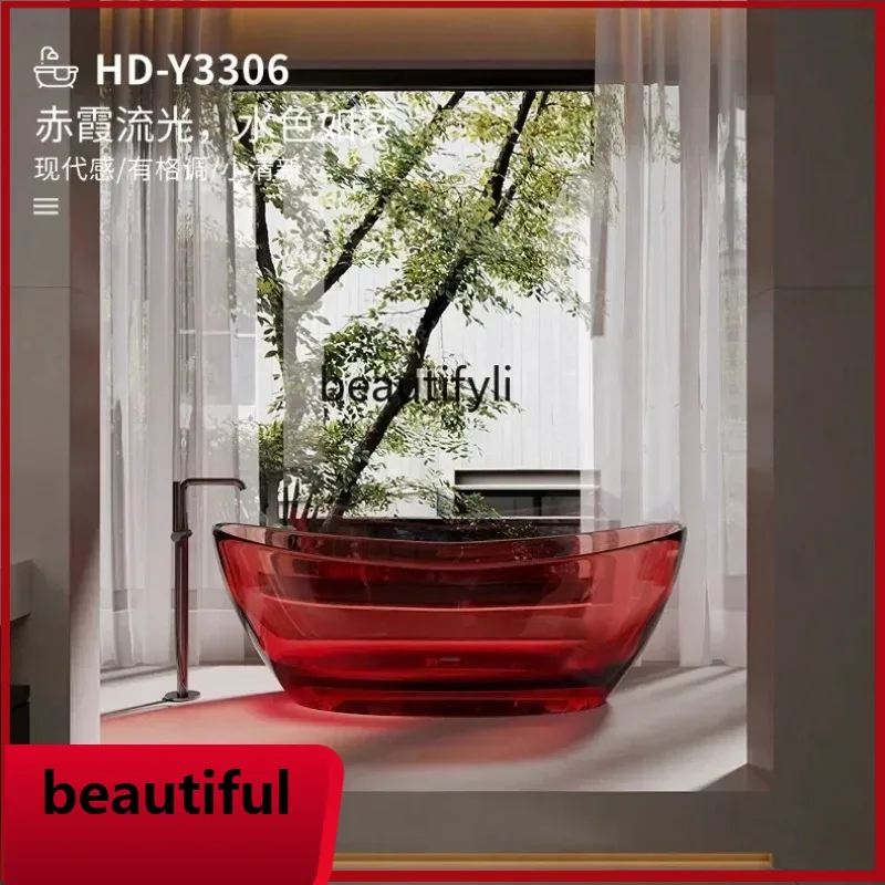 

F356 Artificial stone bathtub transparent resin color hotel engineering ingot modeling high backrest bathtub