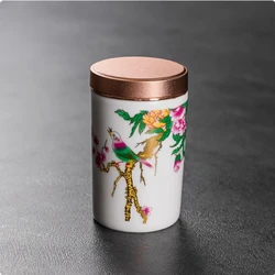 Boutique Ceramic Tea Caddy Airtight Jar Home with Lid Tea Cans Coffee Moisture-proof Jars Kitchen Grain Spice Container