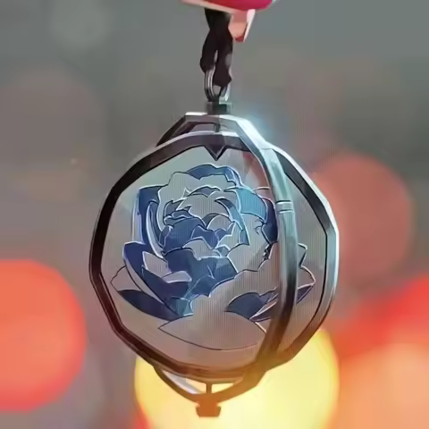 League of Legends Arcane Season 2 Cosplay Accessories Jinx Ekko Head Portrait Rotating Blue Rose Pendant Necklace Birthday Gifts