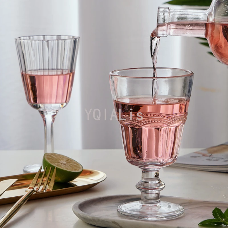 160-300ml Lace Embossed Goblet Vintage Red Wine Glass Champagne Cup Multi-Purpose Famous Night Restaurant Wine Drinkware