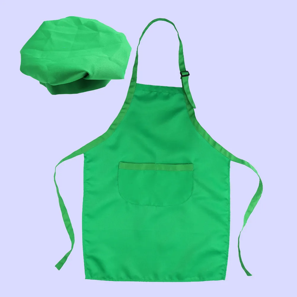 2Pcs Kids Chef Playset for Ages 7-13 with Thickened Smooth Apron and Adjustable Chef Hat Ideal for Cooking Baking Painting