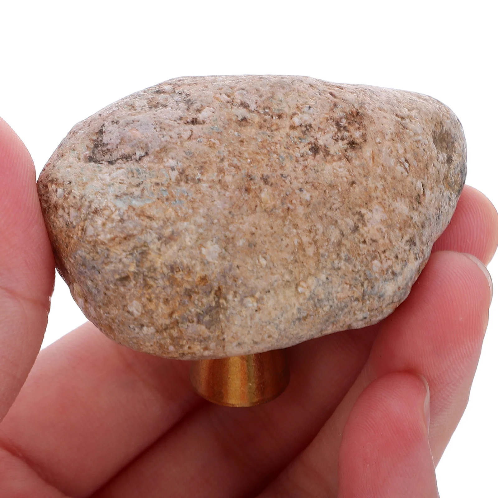 

2Pcs Stone Cabinet Knob Irregular Rock Shaped Decorative Drawer Pulls Brass Base for Kitchen Dresser Bookcase Boho Vintage