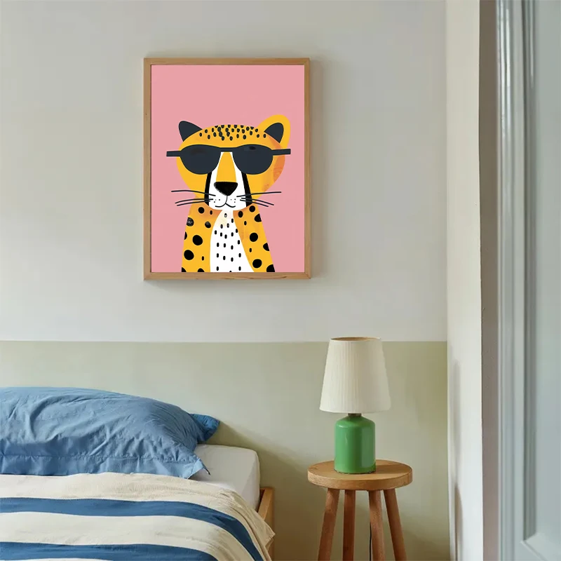 Leuke cartoon kleurrijke dierenposter kinderkamer veld kinderkamer kleuterschool decoratie canvas thuis kunst aan de muur